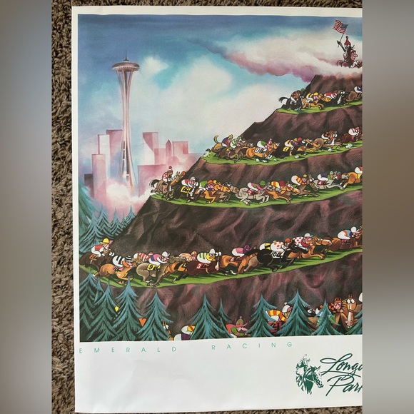 Longacres Park Horse Racing Poster Emerald Racing Association Seattle 18x24 Vtg - Picture 3 of 11